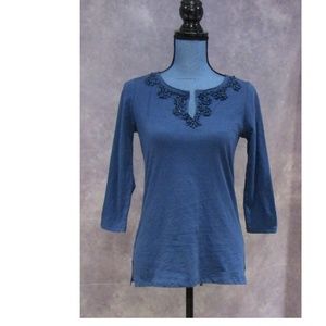 NEW Talbots Petites Jeweled Blue Tunic Size P